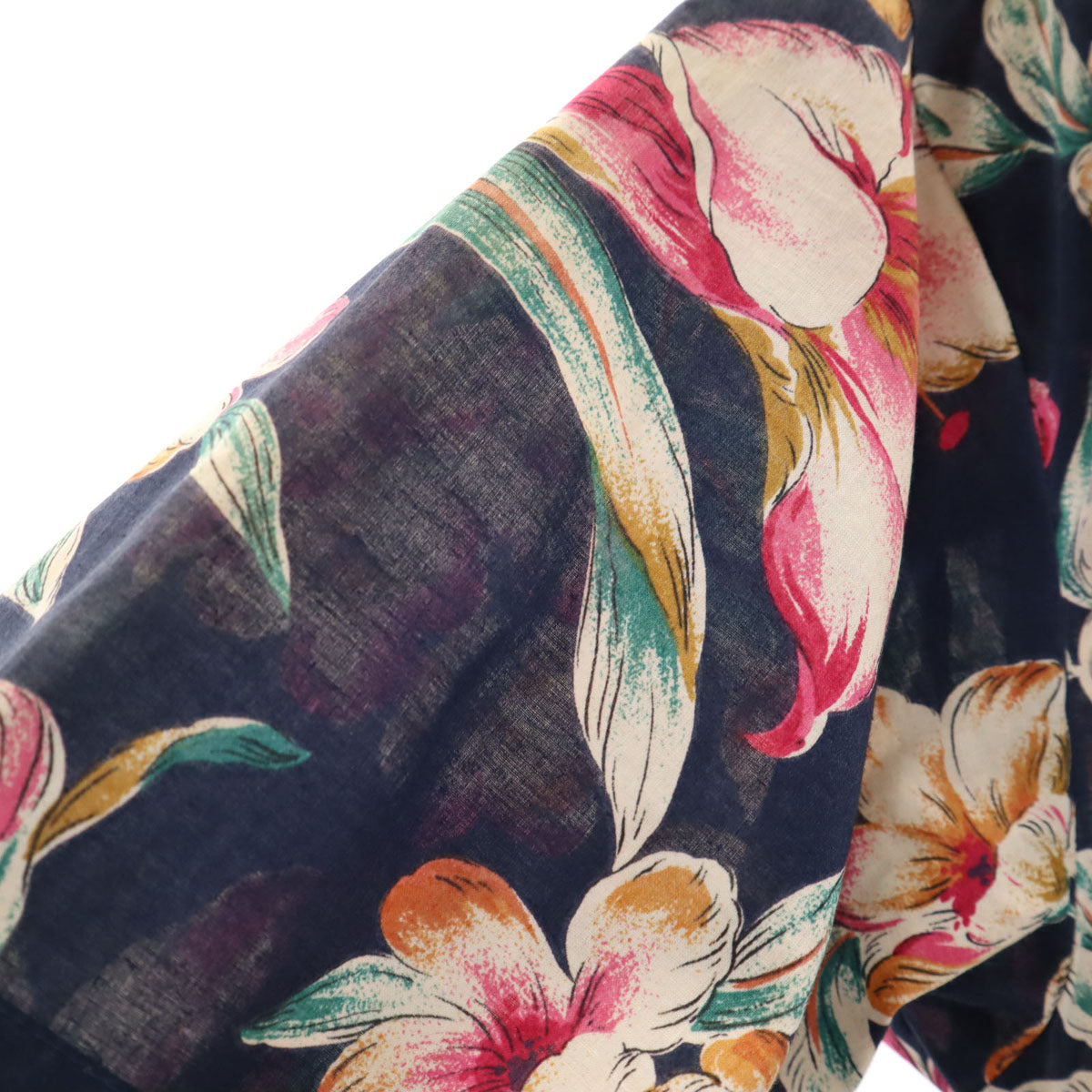 Norma Kamali ノーマカマリ 日本製 花柄 半袖 アロハシャツ 上下 セットアップ 9 ネイビー レディース