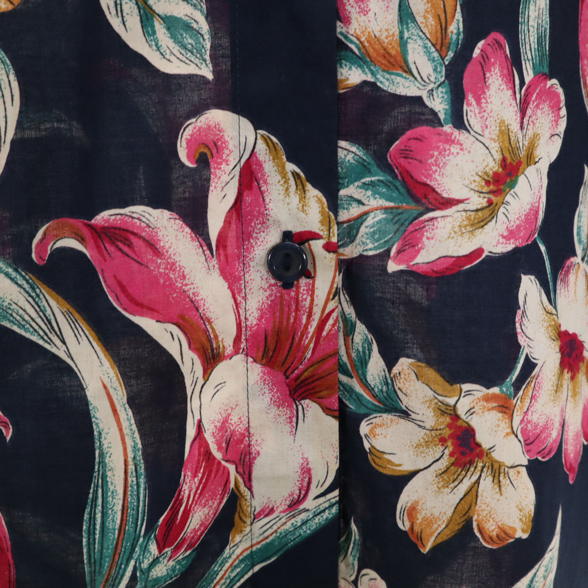 Norma Kamali ノーマカマリ 日本製 花柄 半袖 アロハシャツ 上下 セットアップ 9 ネイビー レディース