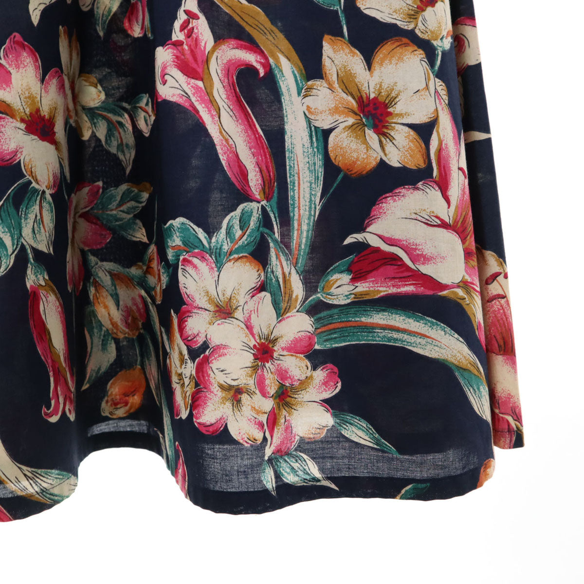 Norma Kamali ノーマカマリ 日本製 花柄 半袖 アロハシャツ 上下 セットアップ 9 ネイビー レディース