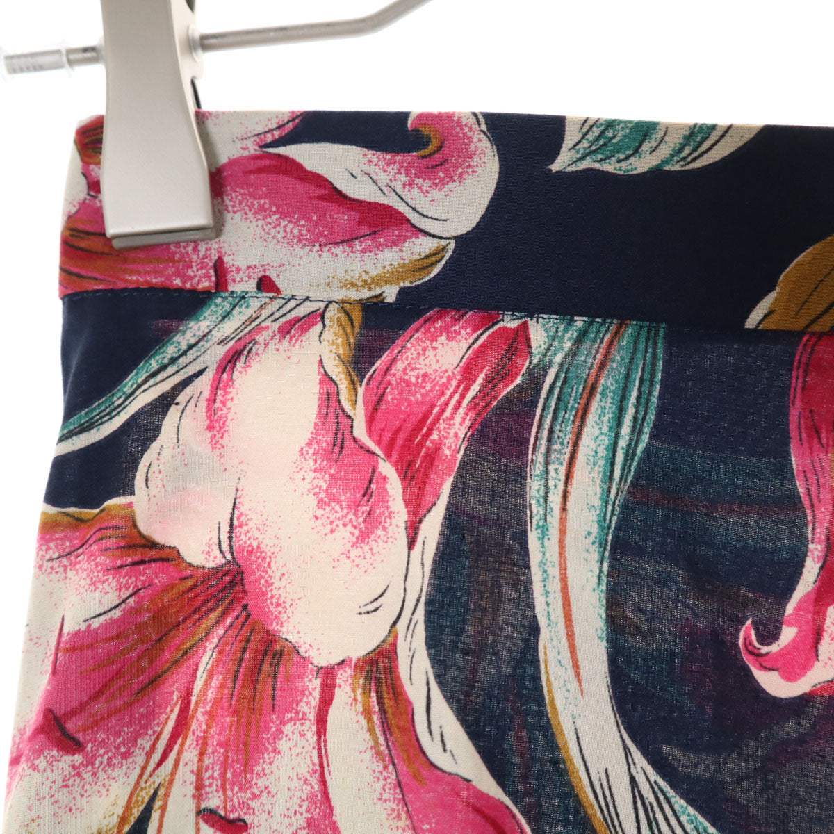 Norma Kamali ノーマカマリ 日本製 花柄 半袖 アロハシャツ 上下 セットアップ 9 ネイビー レディース