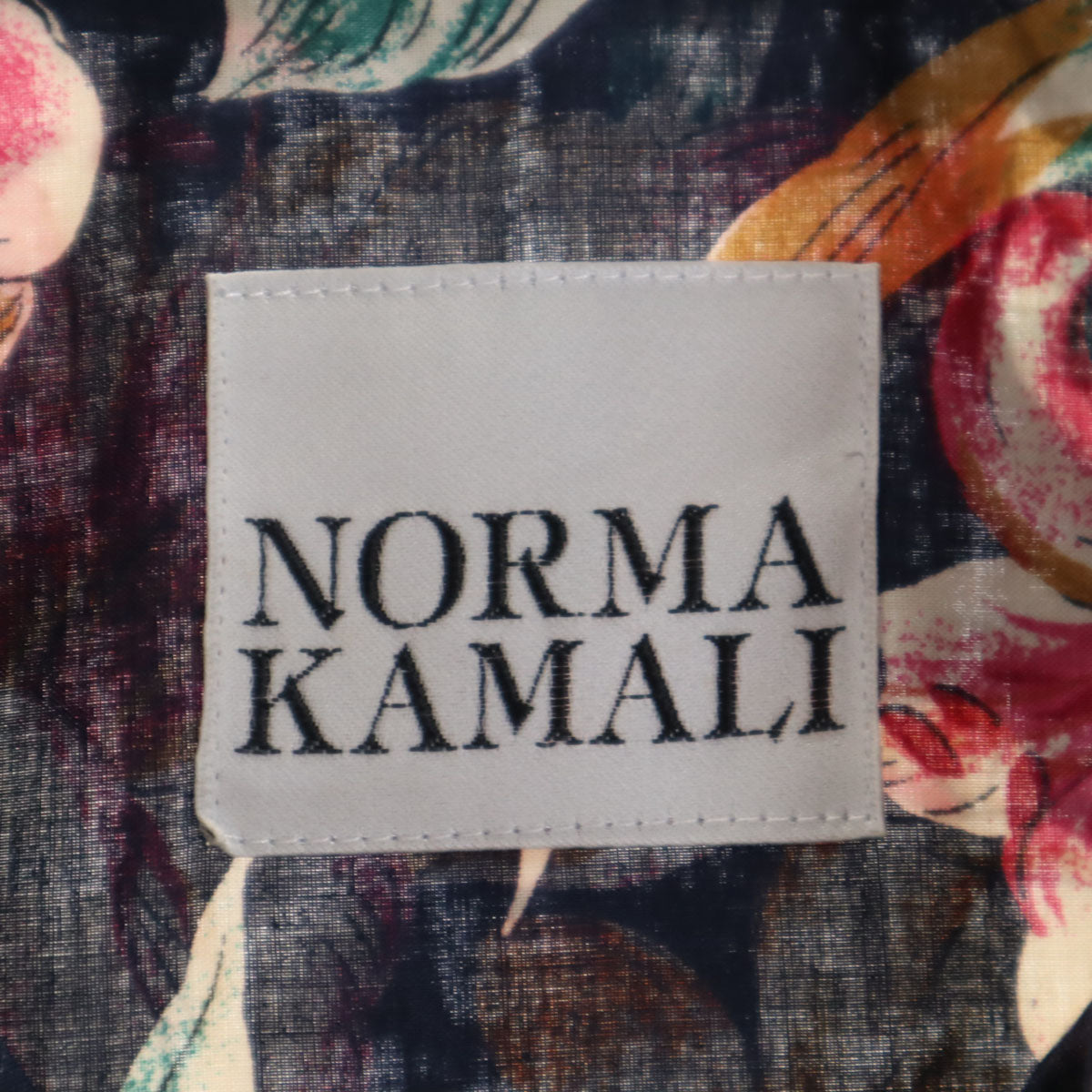 Norma Kamali ノーマカマリ 日本製 花柄 半袖 アロハシャツ 上下 セットアップ 9 ネイビー レディース