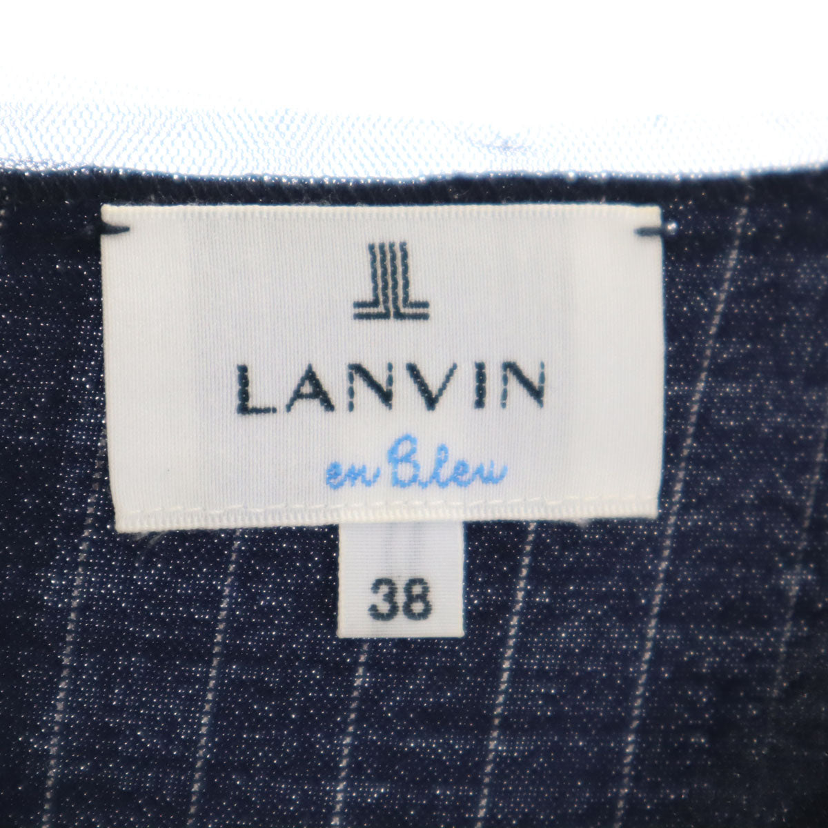 LANVIN en Bleu ランバンオンブルー 日本製 ストライプ柄 ノースリーブ カットソー 上下 セットアップ 38/36 ネイビー レディース