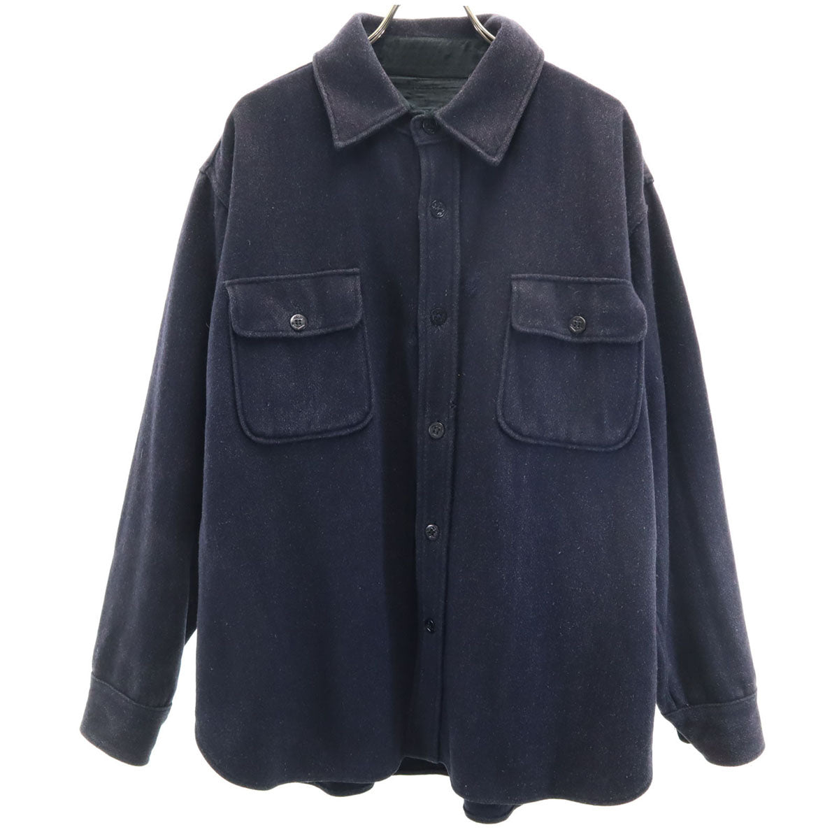 70s ヴィンテージ 長袖 CPO シャツ 濃紺 アンカーボタン メンズ