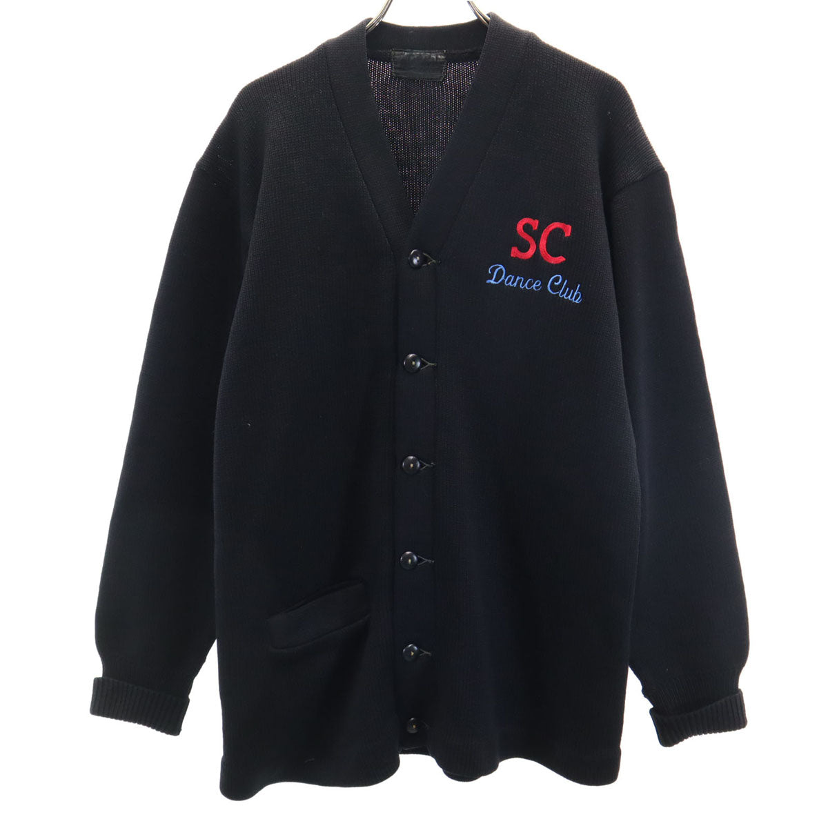 古着 Albion Award Sweater 70s ヴィンテージ 長袖 レタード ニットカーディガン ブラック メンズ Albion Award Sweater 70s ヴィンテージ 長袖 レタード ニット