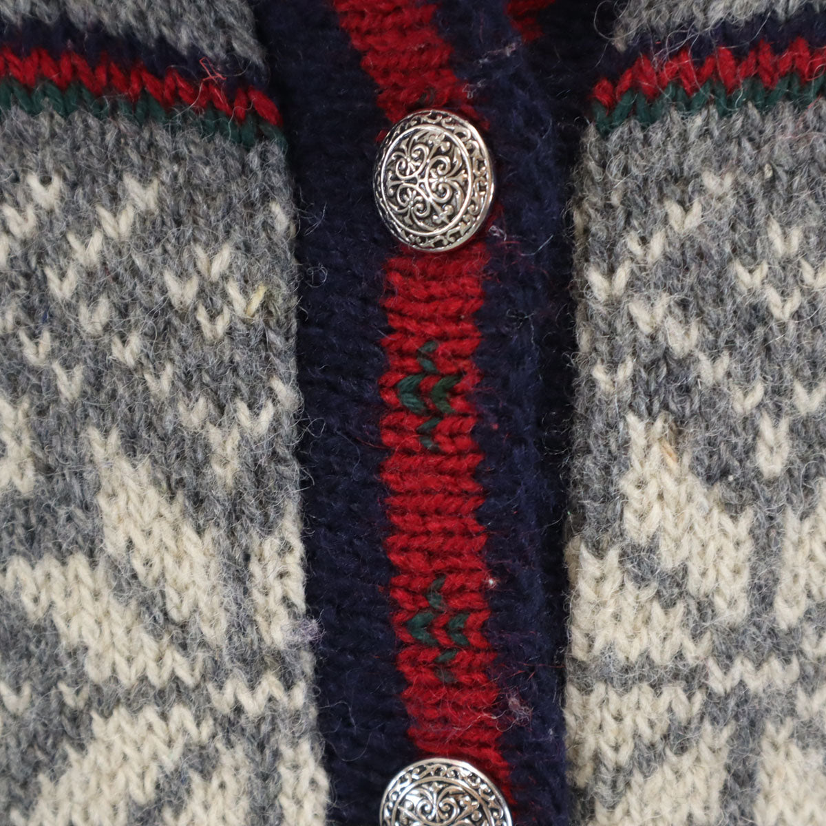 L.L.Bean エルエルビーン 80s USA製 ヴィンテージ ノルディック柄 長袖 ニットカーディガン M グレー アウトドア レディース