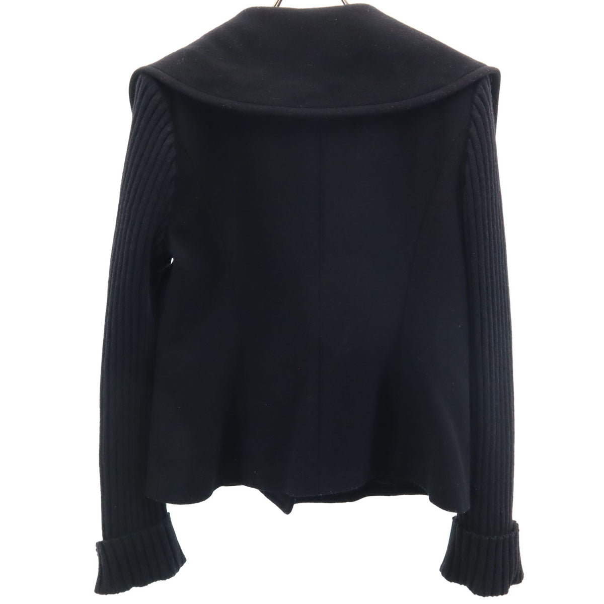 FOXEY フォクシー 日本製 リブニット切替 ウールジャケット 42 ブラック レディース