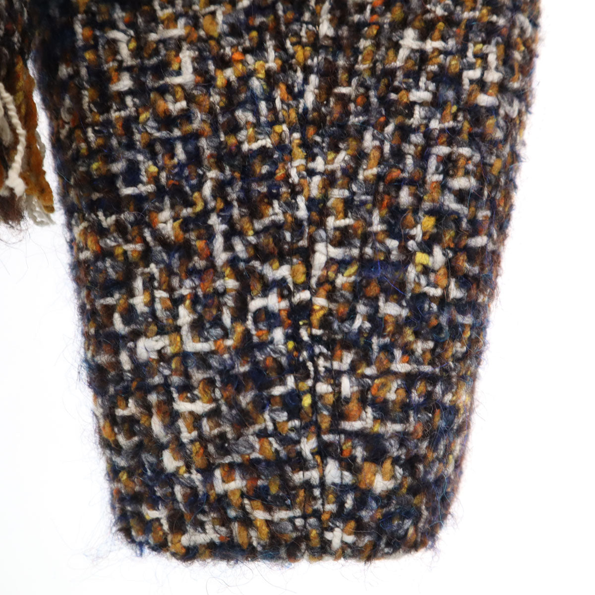 MAX MARA マックスマーラ ウールブレンド ツイード ノーカラージャケット 44 黒系 レディース