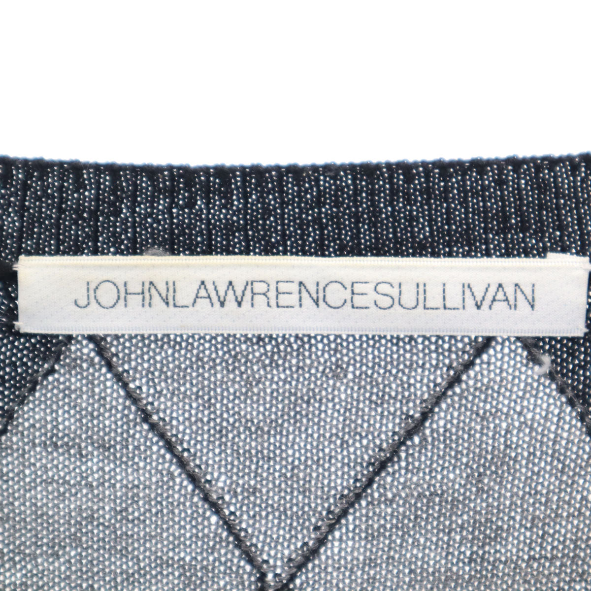 JOHN LAWRENCE SULLIVAN ジョンローレンスサリバン ウールブレンド 長袖 Vネック アーガイル セーター 36 グレー ニット メンズ