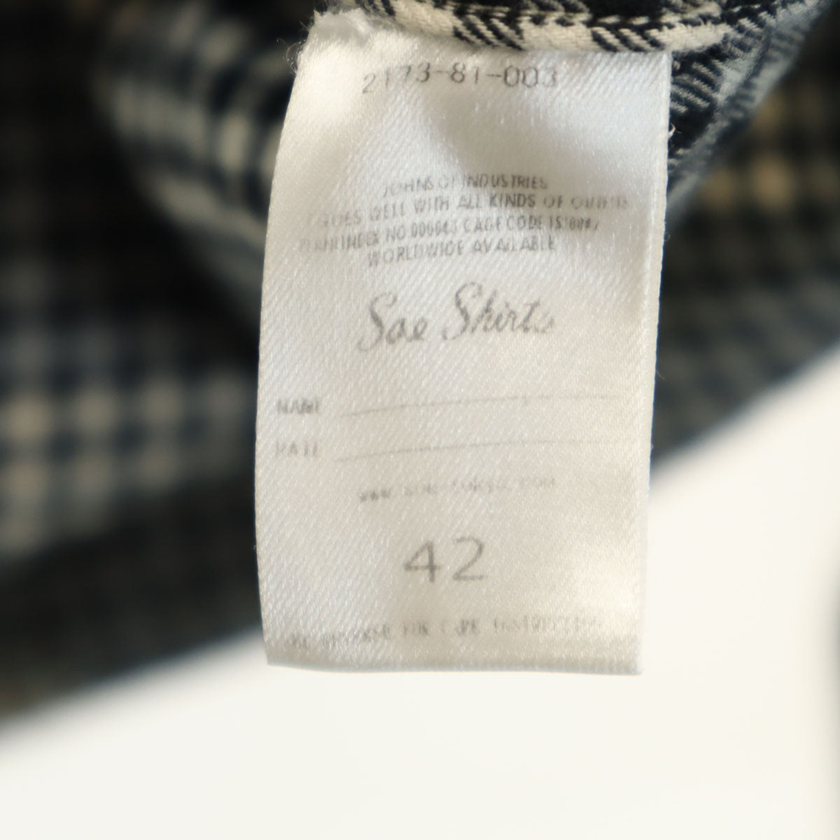 Sae shirts 日本製 チェック柄 長袖 ネルシャツ 42 ブラック メンズ