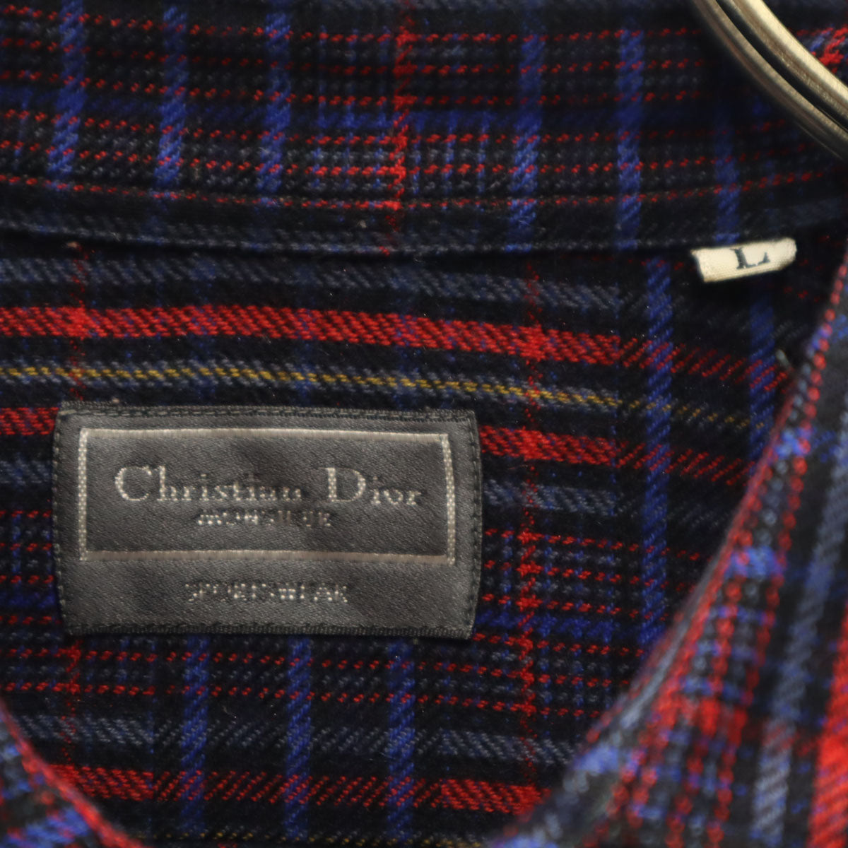 Christian Dior MONSIEUR クリスチャンディオール ムッシュ 90s オールド チェック柄 長袖 ネルシャツ L 青紫 メンズ