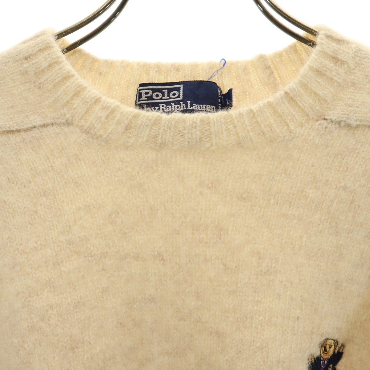 Polo by Ralph Lauren ポロバイラルフローレン 90s オールド ポロベア ポロベア刺繍 長袖 セーター L ベージュ ニット レディース