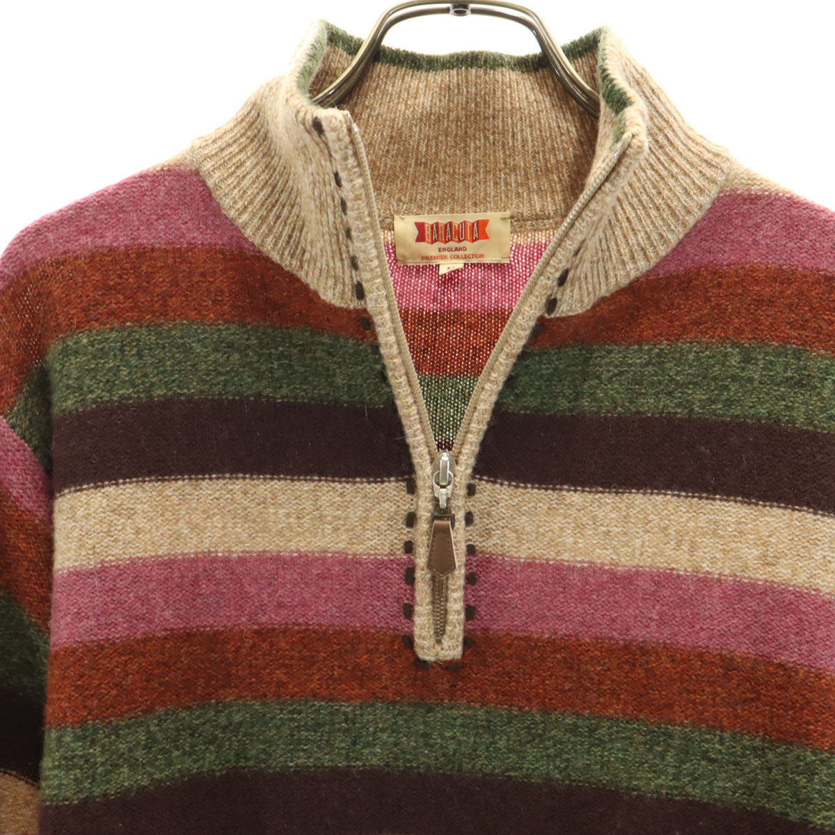 BARACUTA バラクータ ボーダー柄 長袖 ハーフジップ セーター M マルチ ニット レディース