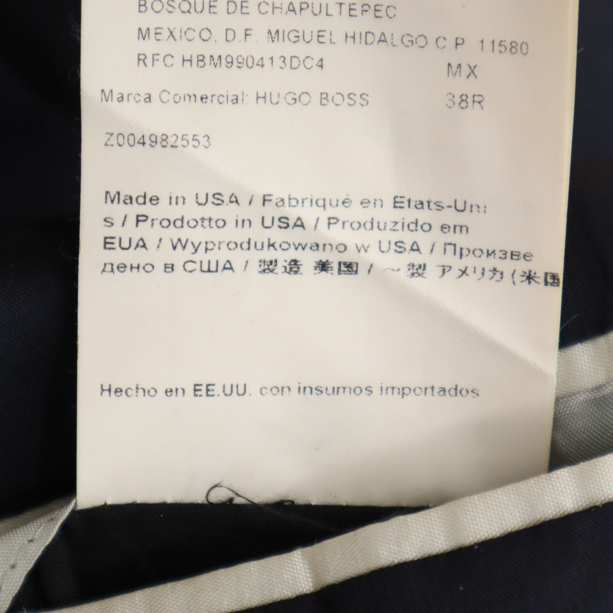 HUGO BOSS ヒューゴボス ウール USA製 スーツ 上下 セットアップ 38R ネイビー メンズ