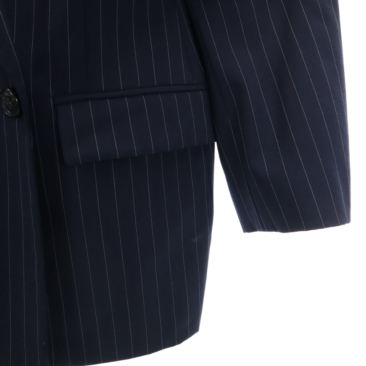 Burberrys バーバリーズ 90s ウール オールド ストライプ柄 スカートスーツ 上下 セットアップ 11 ネイビー ダブルボタン レディース