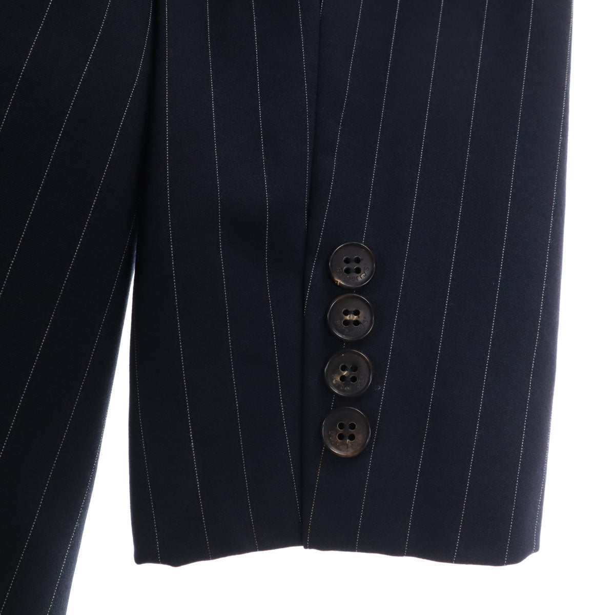 Burberrys バーバリーズ 90s ウール オールド ストライプ柄 スカートスーツ 上下 セットアップ 11 ネイビー ダブルボタン レディース