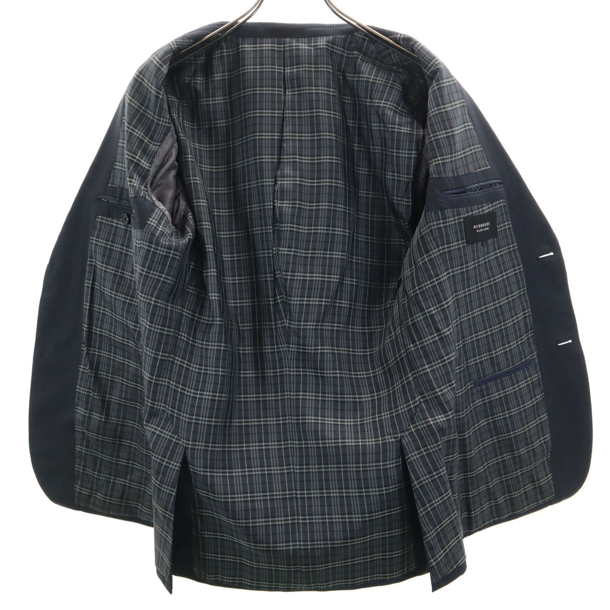 BURBERRY BLACK LABEL バーバリーブラックレーベル ウールブレンド ストライプ柄 スーツ 上下 セットアップ L/82 グレー 三陽商会 3ピース メンズ