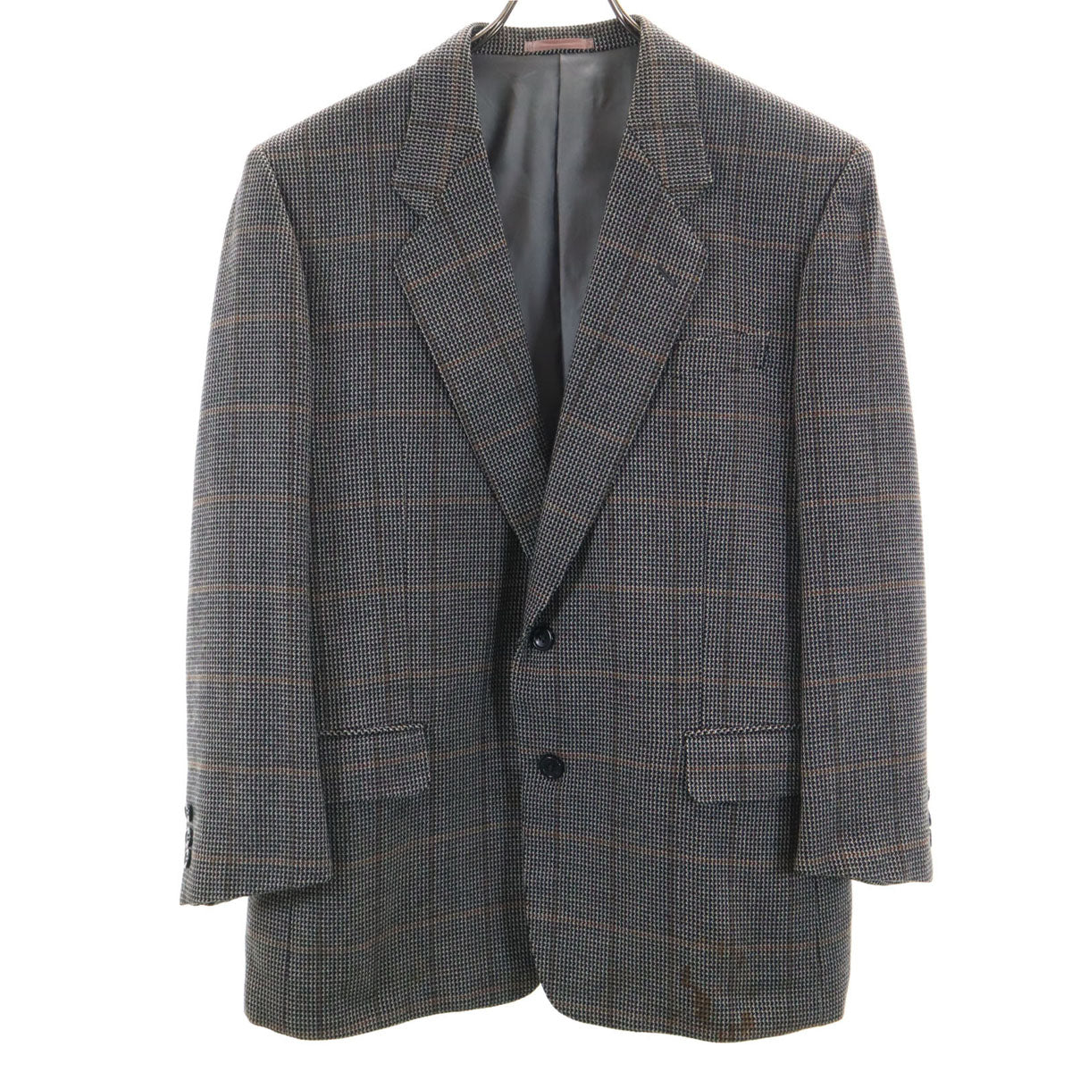 YVES SAINT LAURENT イヴサンローラン 90s オールド チェック柄 テーラードジャケット 98/88/175 グレー メンズ