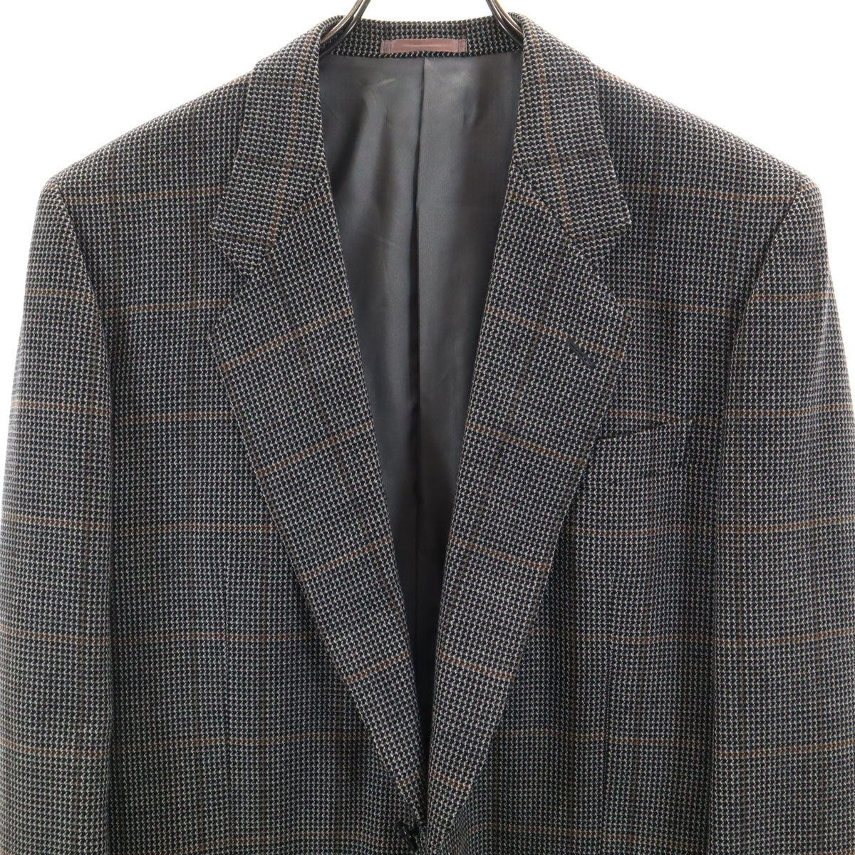 YVES SAINT LAURENT イヴサンローラン 90s オールド チェック柄 テーラードジャケット 98/88/175 グレー メンズ