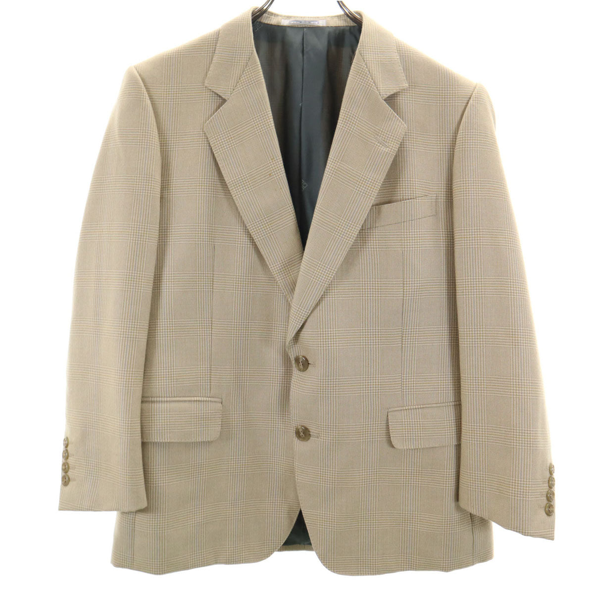 MONSIEUR GIVENCHY ムッシュ ジバンシイ 90s カシミヤ100% オールド チェック柄 テーラードジャケット 92/82/160 クリーム系 メンズ
