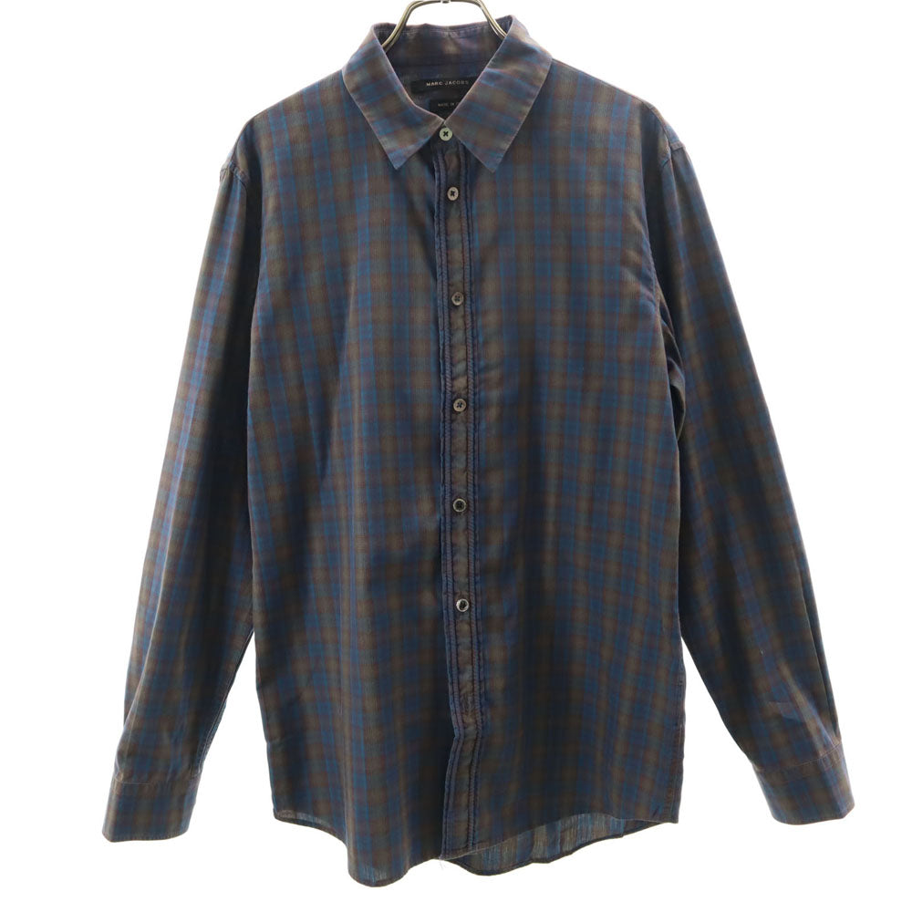 MARC JACOBS マークジェイコブス 2011年モデル イタリア製 チェック柄 長袖 ボタンダウンシャツ 46 ブルー メンズ