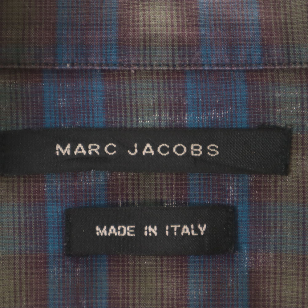 MARC JACOBS マークジェイコブス 2011年モデル イタリア製 チェック柄 長袖 ボタンダウンシャツ 46 ブルー メンズ