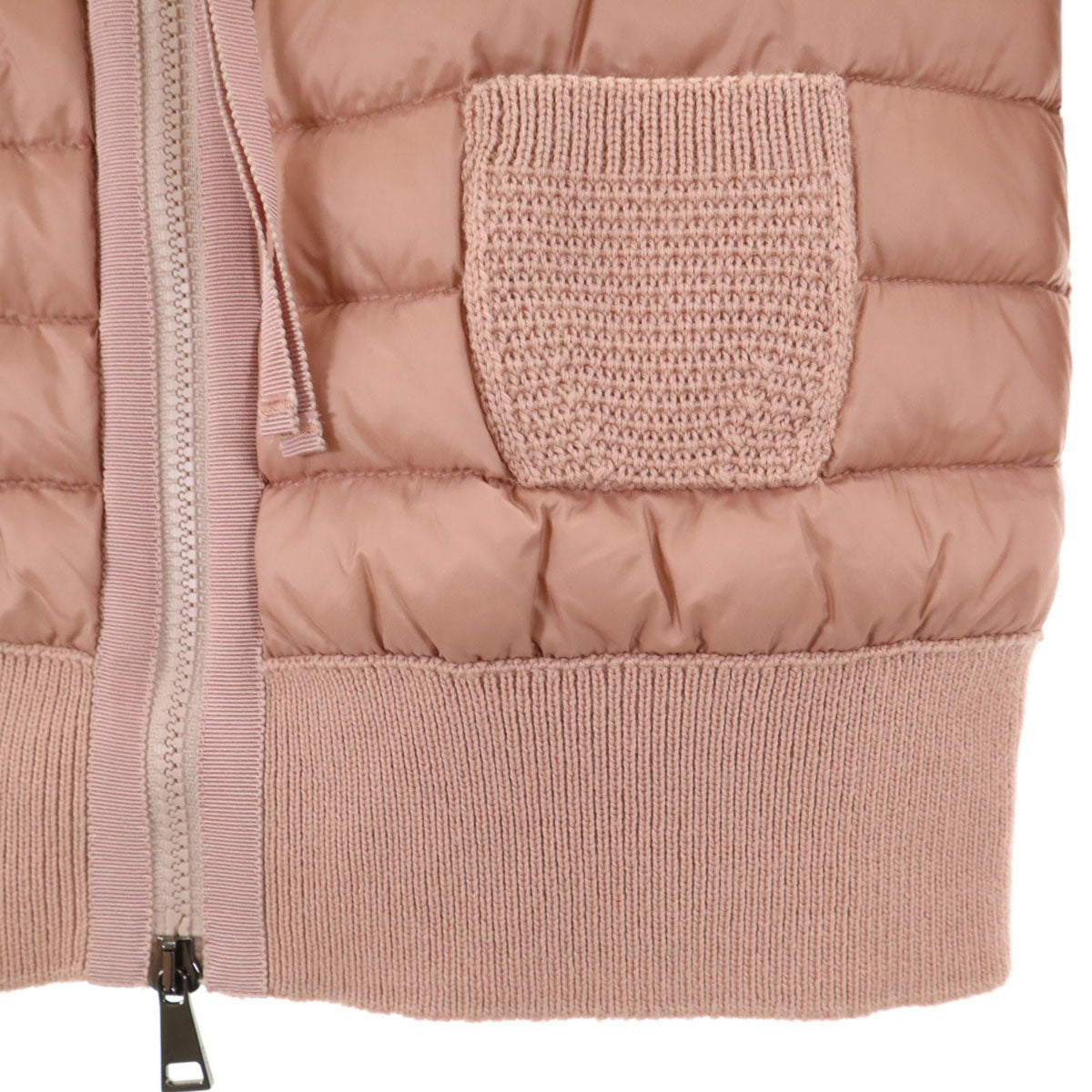 MONCLER モンクレール 長袖 ニット切替 ダウン カーディガン S ピンク レディース