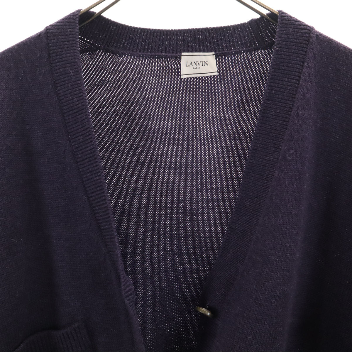 LANVIN ランバン イタリア製 ウールブレンド 長袖 ニットカーディガン S パープル レディース