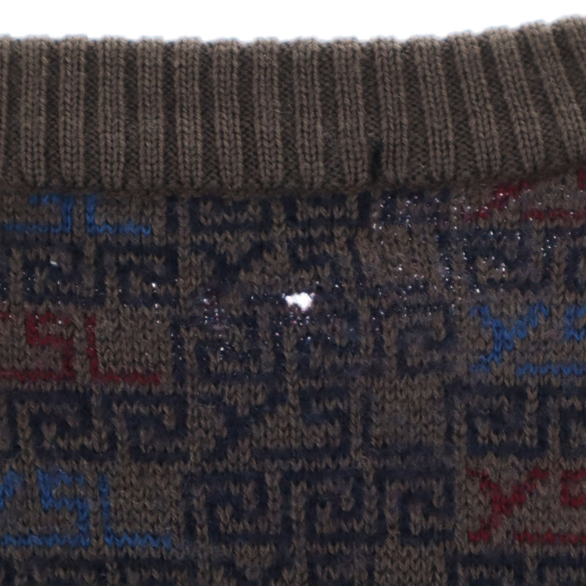 YVES SAINT LAURENT イヴサンローラン 90s ウール オールド 総柄 長袖 セーター S グレー系 ニット レディース