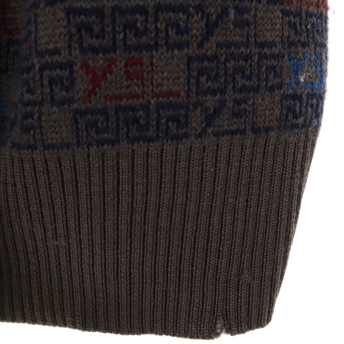 YVES SAINT LAURENT イヴサンローラン 90s ウール オールド 総柄 長袖 セーター S グレー系 ニット レディース