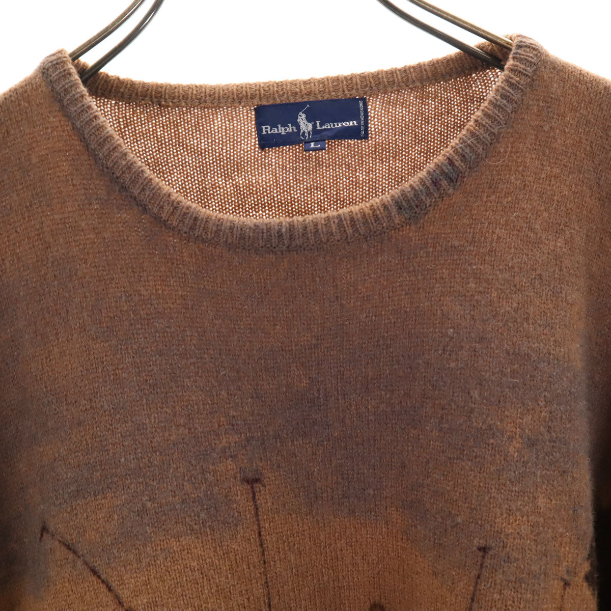 RALPH LAUREN ラルフローレン 90s オールド ホース柄 長袖 セーター L ブラウン ニット レディース