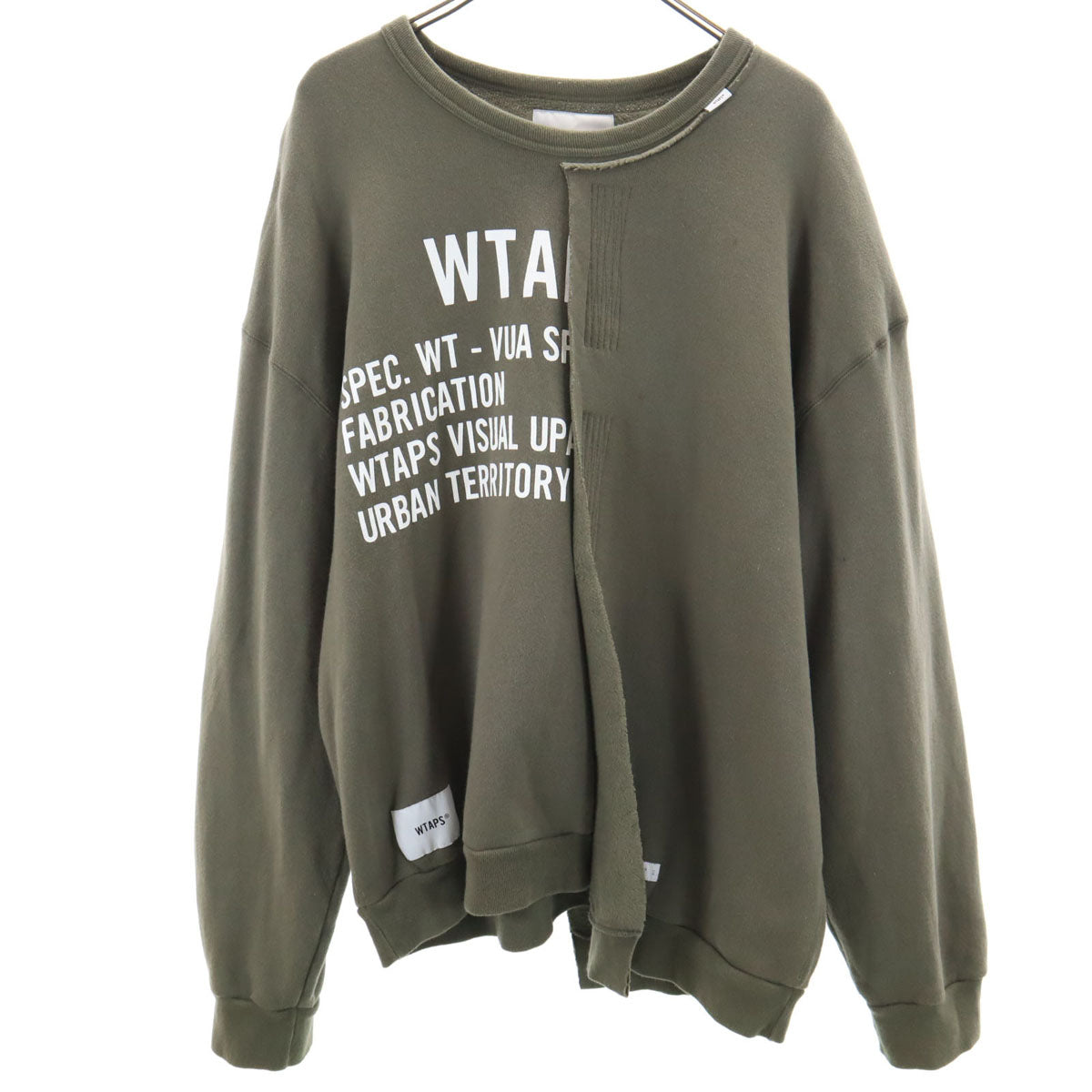 WTAPS ダブルタップス 日本製 長袖 スウェット トレーナー 2 オリーブ系 裏起毛 アシメ メンズ