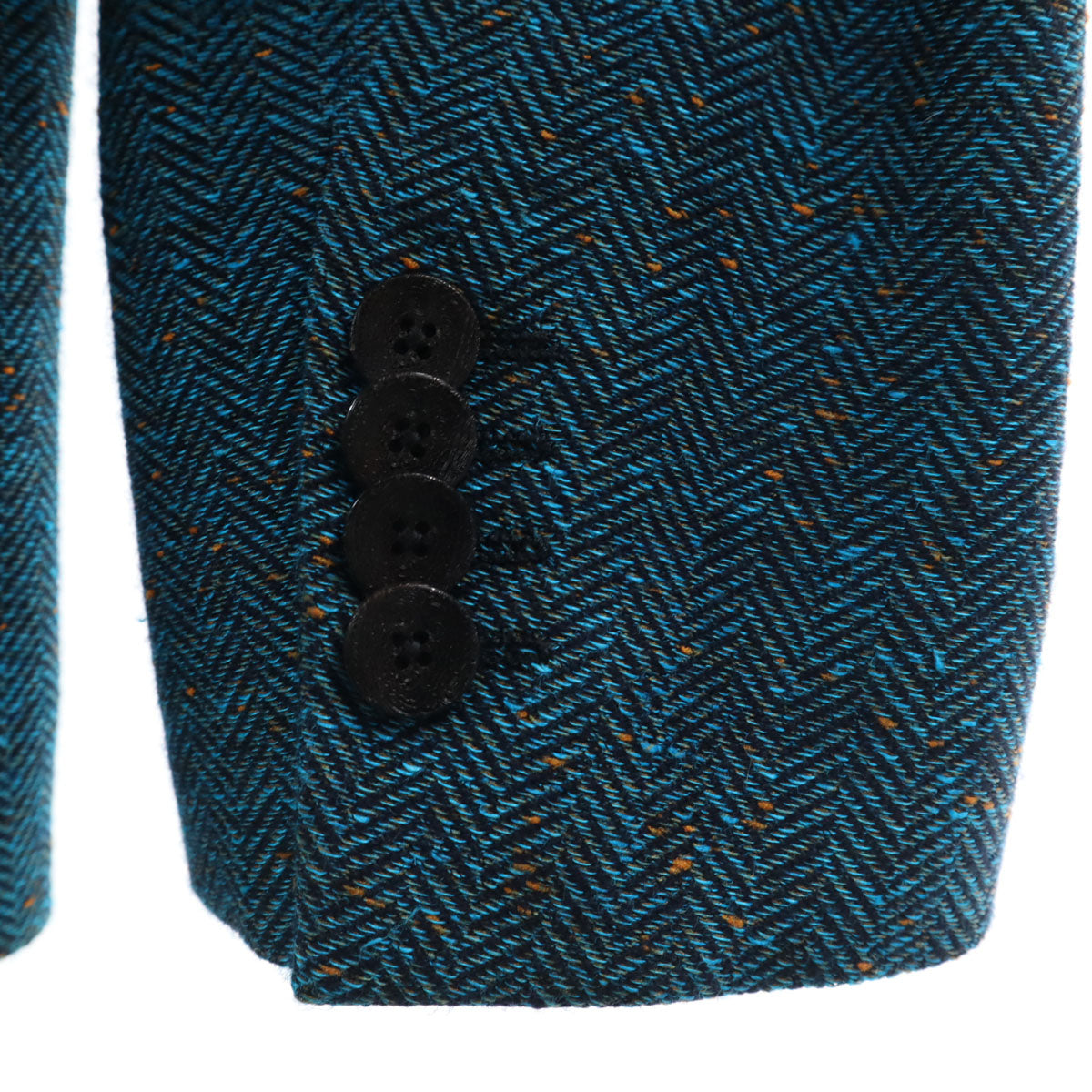 ETRO エトロ イタリア製 リネンブレンド ヘリンボーン ネップ テーラードジャケット 54 ブルー系 ビッグサイズ メンズ