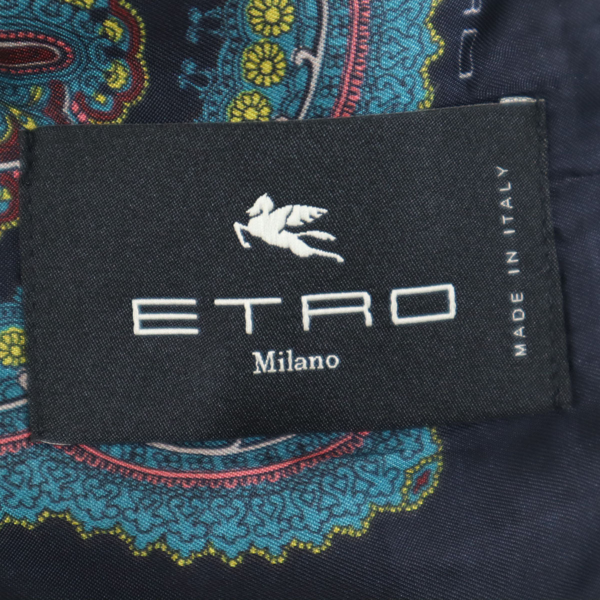 ETRO エトロ イタリア製 リネンブレンド ヘリンボーン ネップ テーラードジャケット 54 ブルー系 ビッグサイズ メンズ
