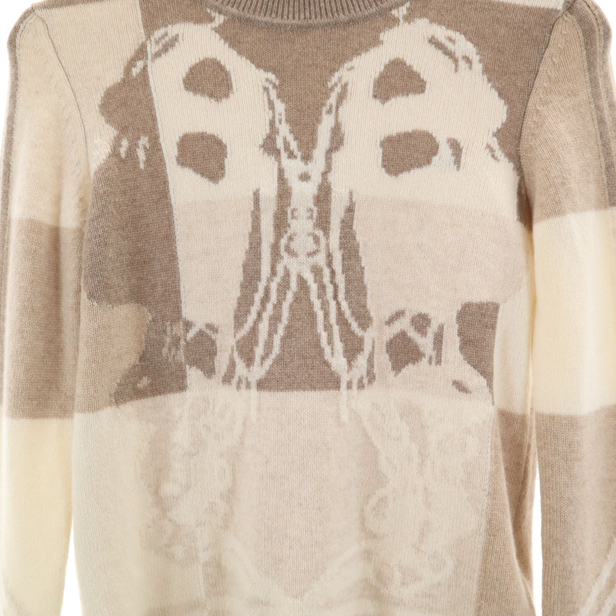 未使用 HERMES エルメス イギリス製 カシミヤ100% 長袖 セーター 34 ベージュ ニット レディース