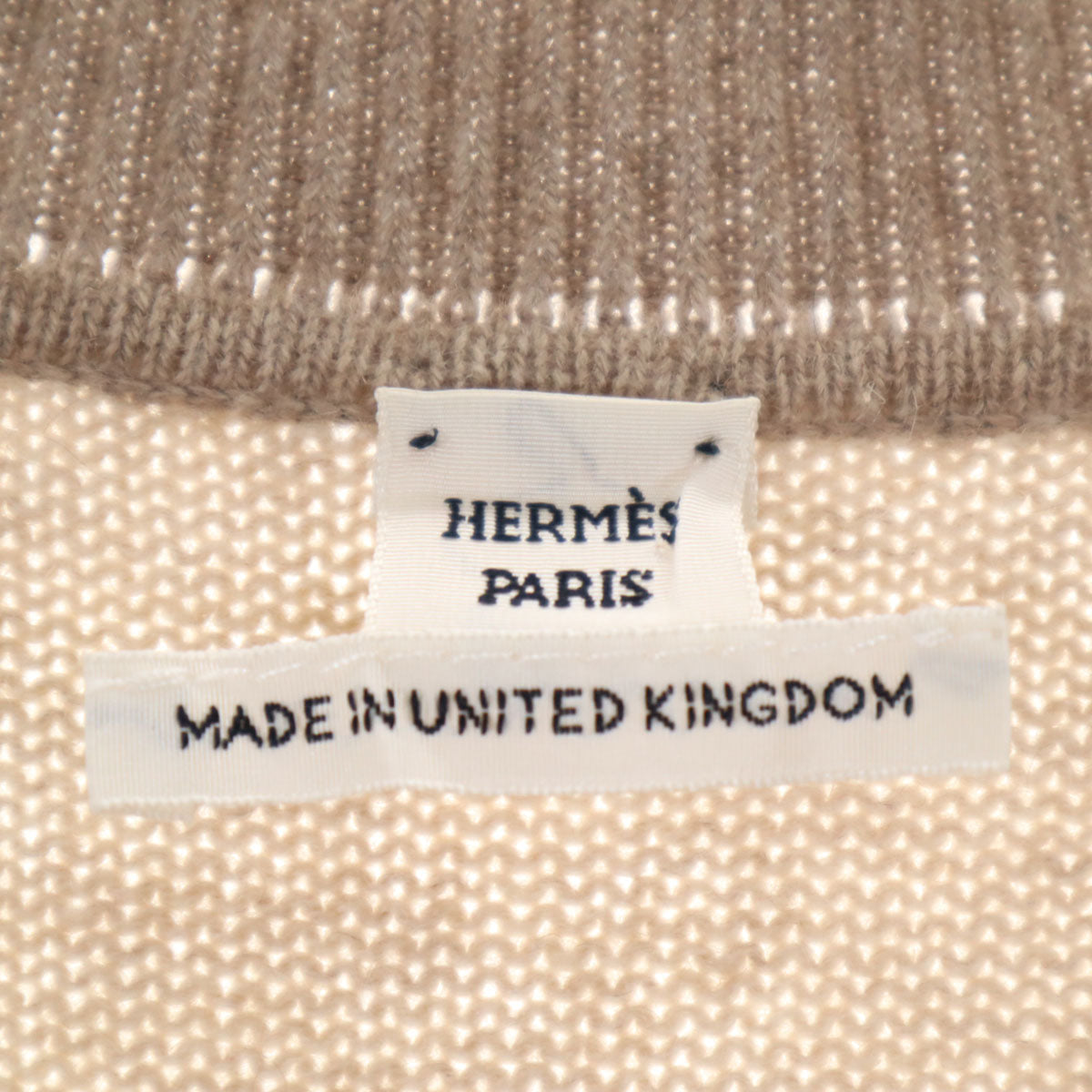 未使用 HERMES エルメス イギリス製 カシミヤ100% 長袖 セーター 34 ベージュ ニット レディース