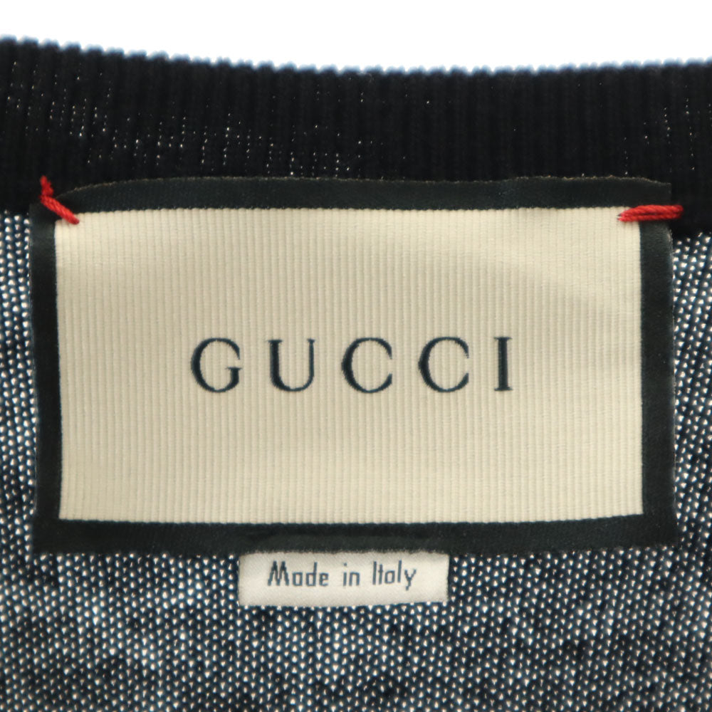GUCCI グッチ イタリア製 長袖 Vネック セーター S ブラック メンズ