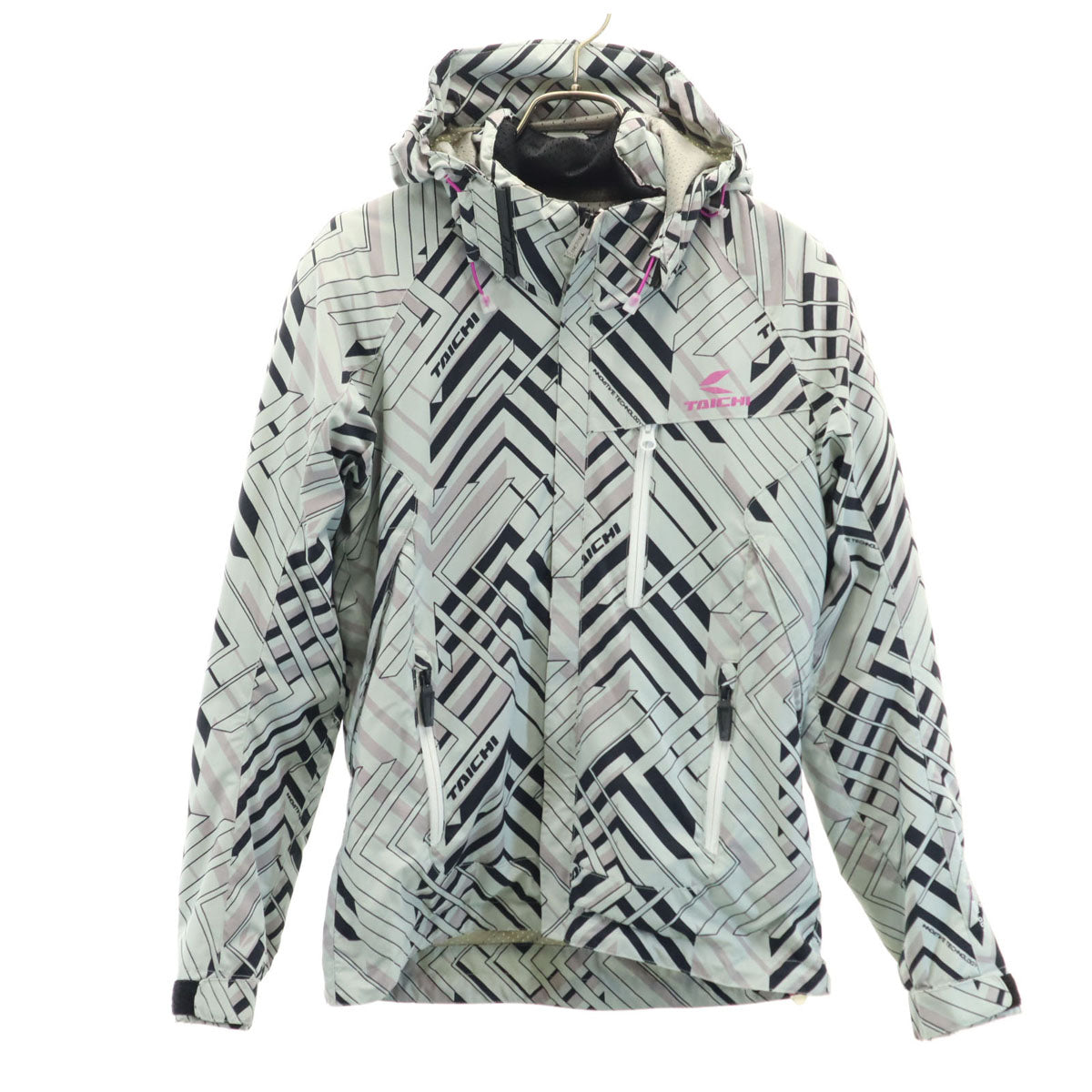 TAICHI タイチ 総柄 バイク レーシング ジャケット M グレー系 裏メッシュ ツーリング ライディング レディース