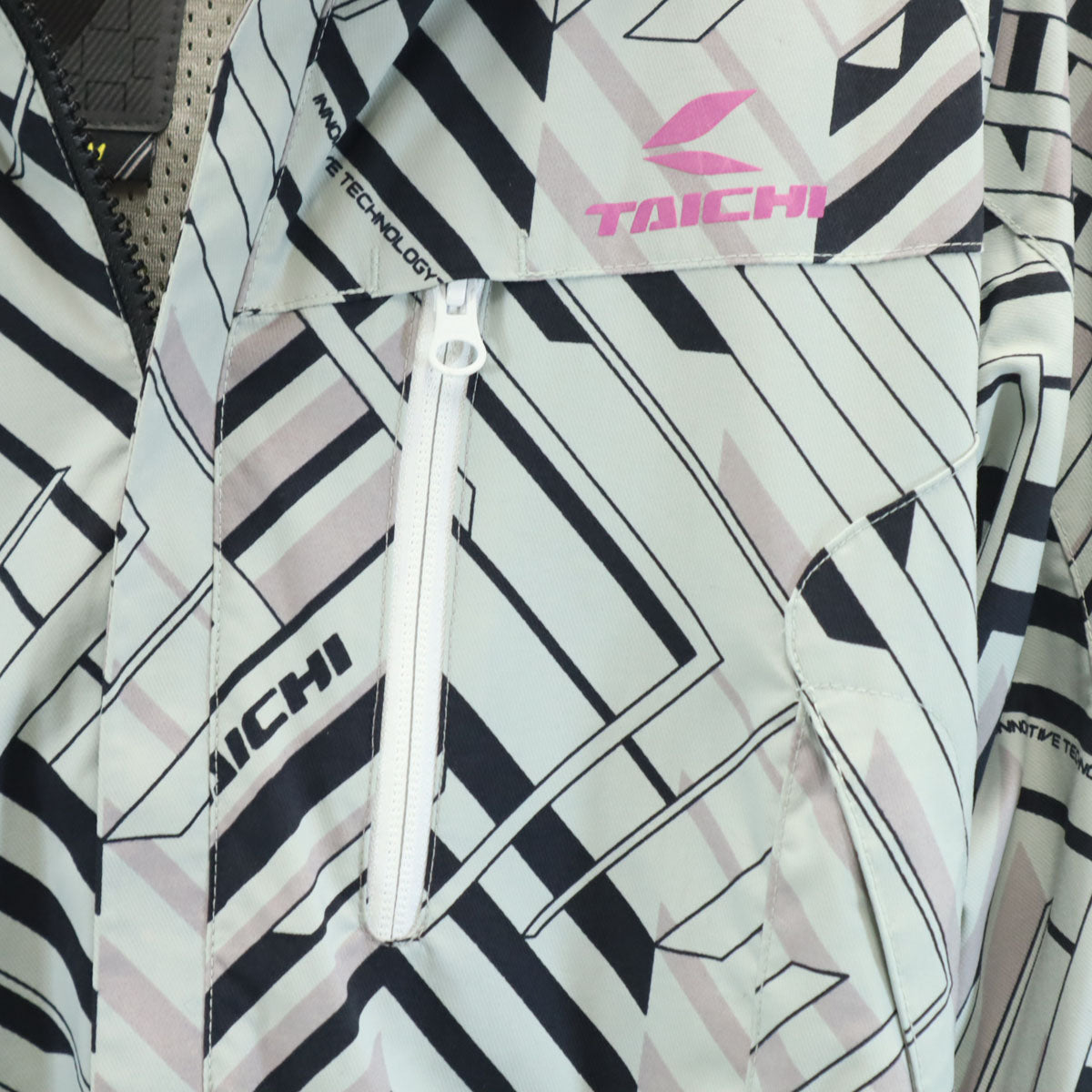 TAICHI タイチ 総柄 バイク レーシング ジャケット M グレー系 裏メッシュ ツーリング ライディング レディース