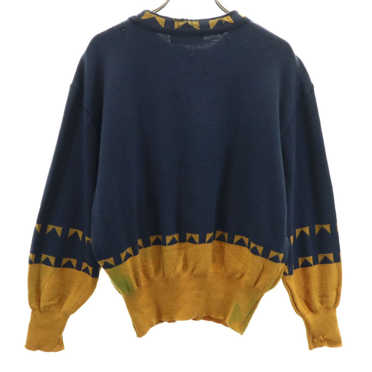 BALENCIAGA バレンシアガ 90s ウール100% オールド 長袖 セーター M ネイビー系 ニット メンズ
