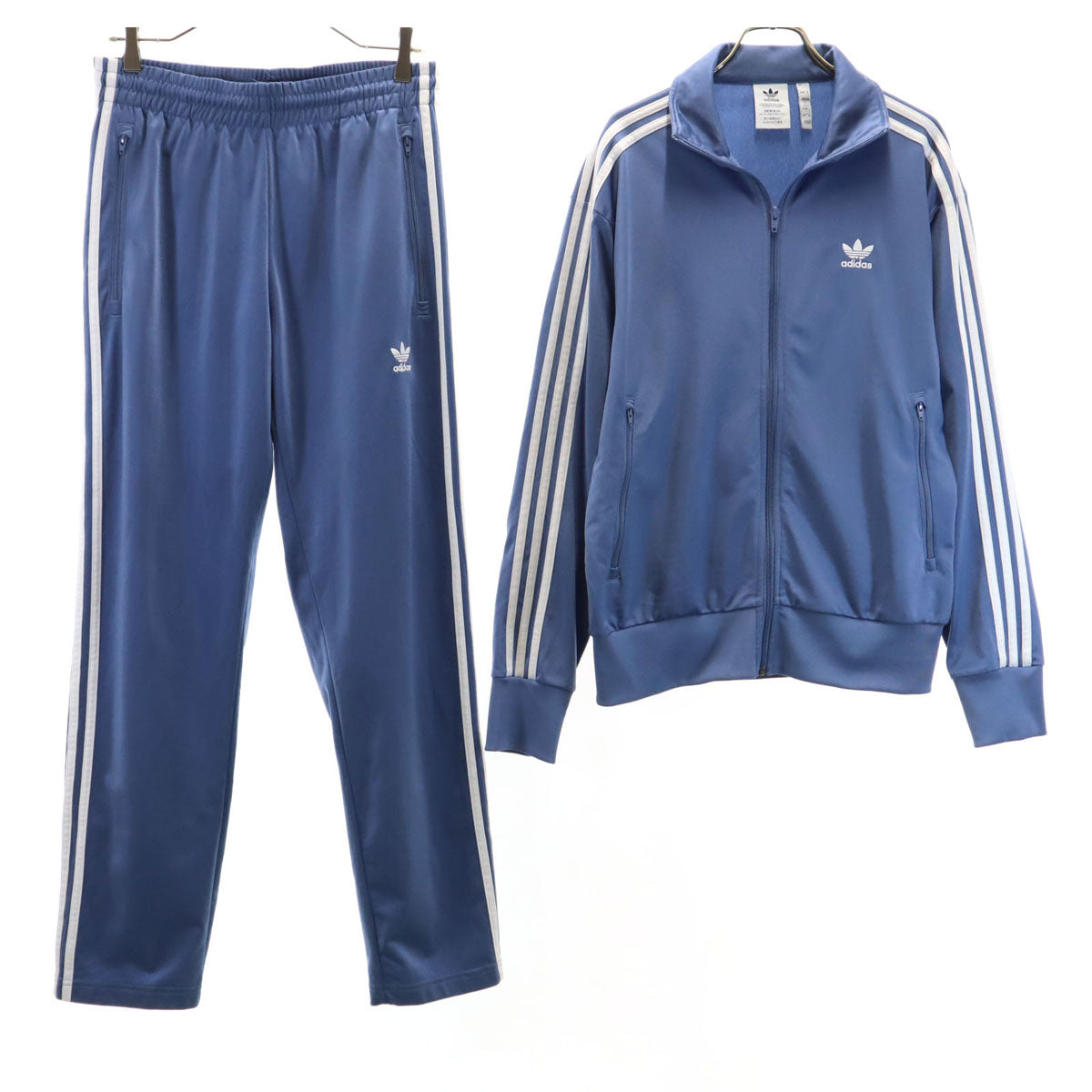 adidas アディダス トレフォイルロゴ トラックジャケット 上下 セットアップ L ブルー トレーニング ジャージ メンズ