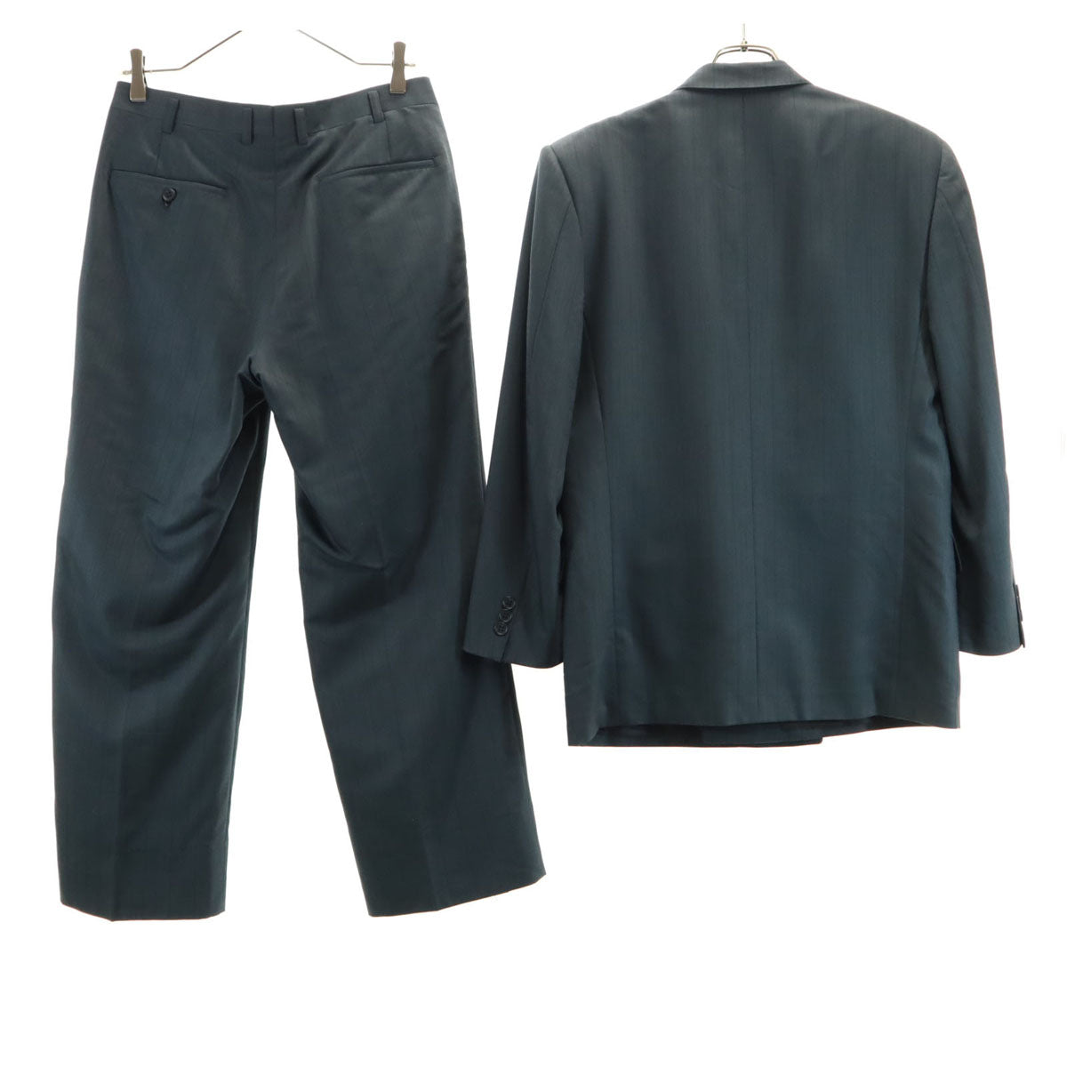 Pierre Cardin ピエールカルダン ストライプ柄 スーツ 上下 セットアップ 90A4 チャコールグレー ダブルジャケット ツータックパンツ メンズ