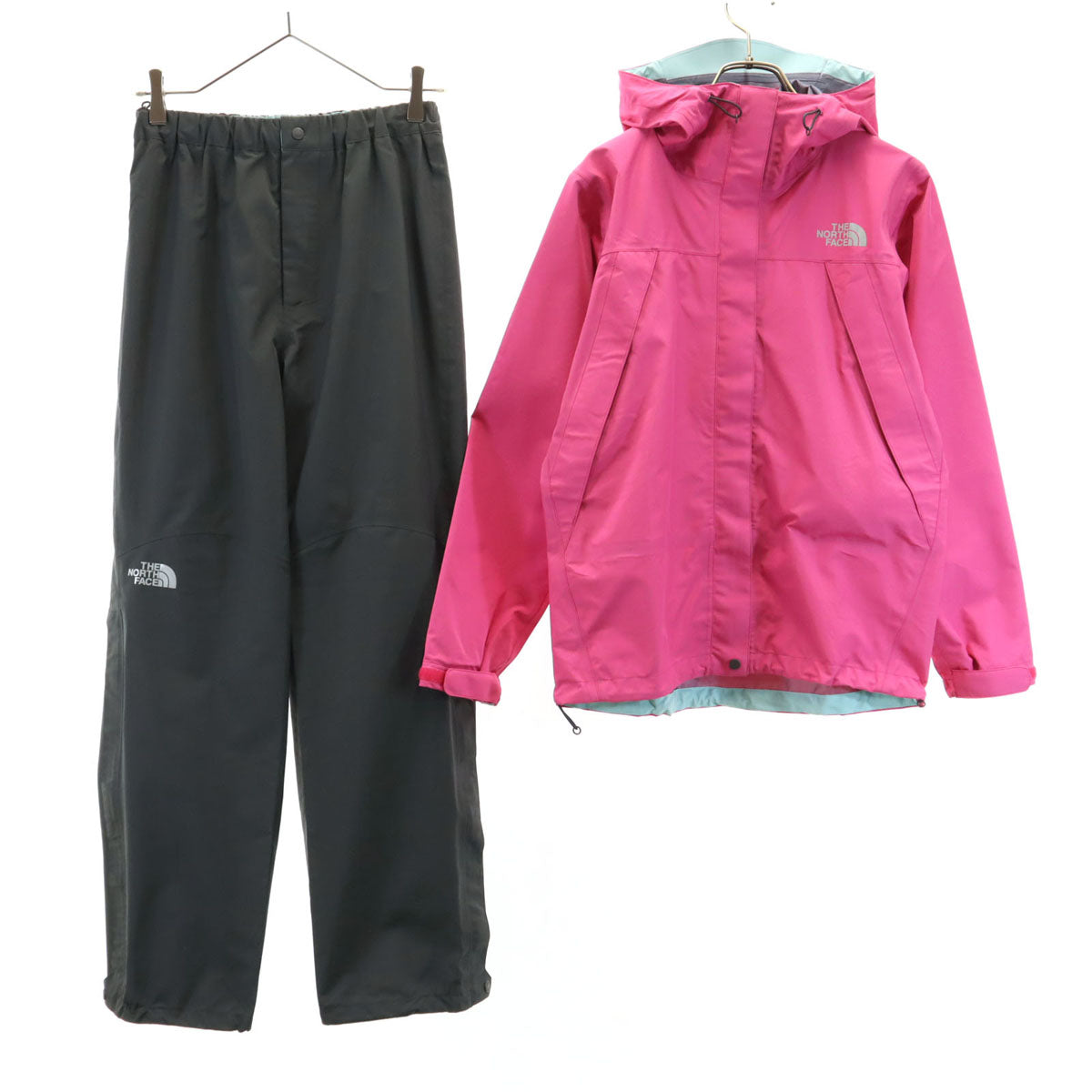 THE NORTH FACE ノースフェイス エアロ レインジャケット 上下 セットアップ M ピンク アウトドア NPW11215 収納袋付き レディース
