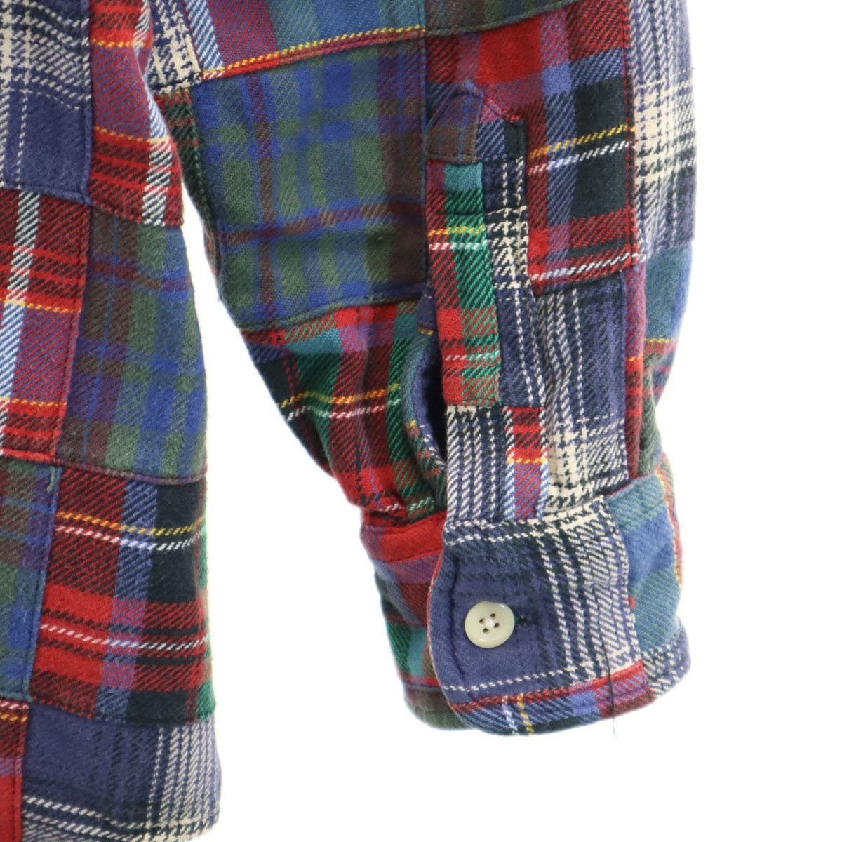 Polo by Ralph Lauren ポロバイラルフローレン チェック柄 長袖 WOODSMAN WS パッチワーク ネルシャツ L マルチ エルボーパッチ メンズ