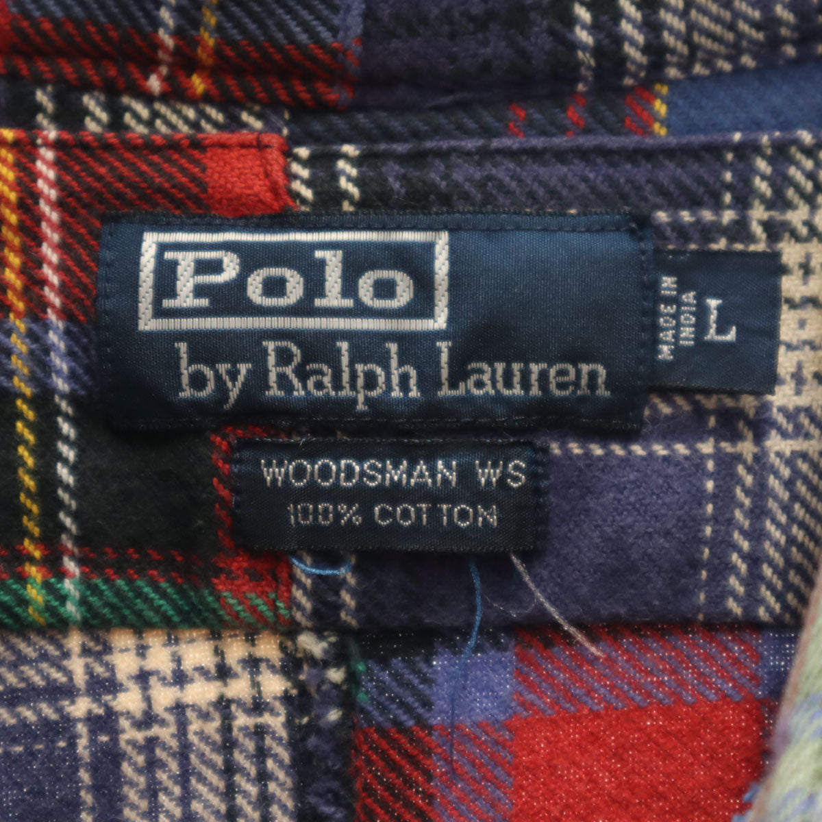 Polo by Ralph Lauren ポロバイラルフローレン チェック柄 長袖 WOODSMAN WS パッチワーク ネルシャツ L マルチ エルボーパッチ メンズ