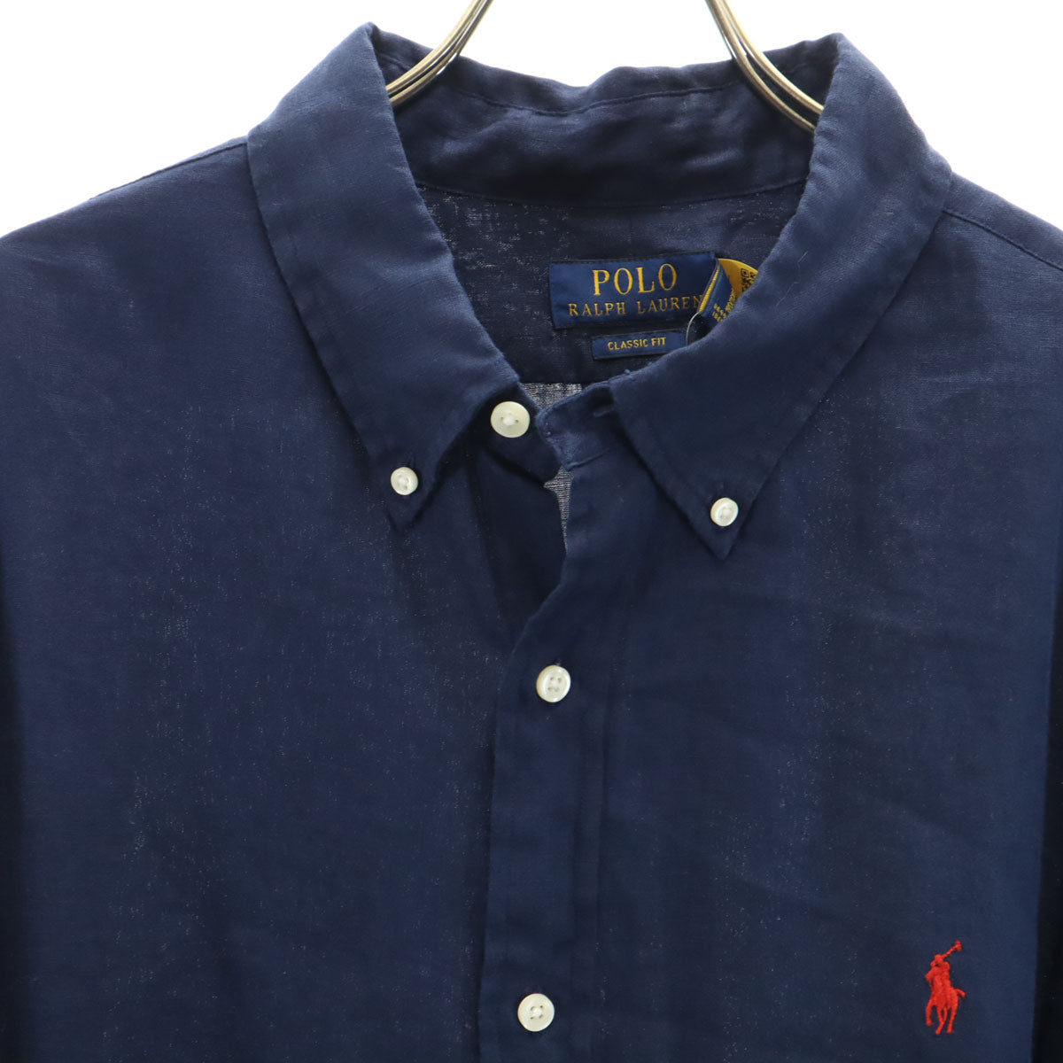 未使用 POLO RALPH LAUREN ポロラルフローレン リネン 長袖 ボタンダウンシャツ XXL ネイビー ビッグサイズ メンズ