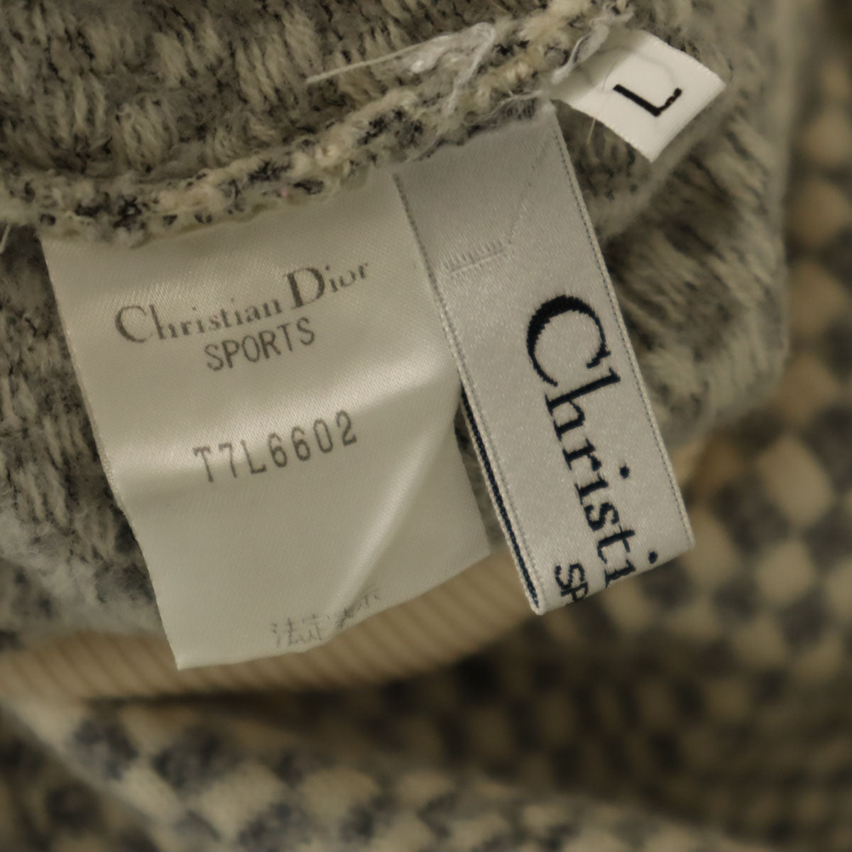 Christian Dior SPORTS クリスチャンディオールスポーツ 90s オールド 幾何学柄 長袖 セーター L アイボリー ニット レディース