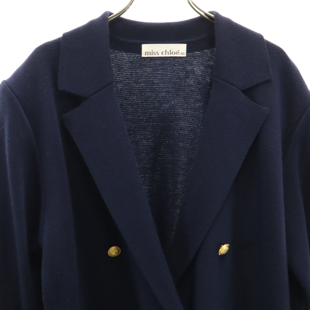 miss chloe ミスクロエ 日本製 長袖 ダブルブレスト ニットカーディガン 40 ネイビー レディース