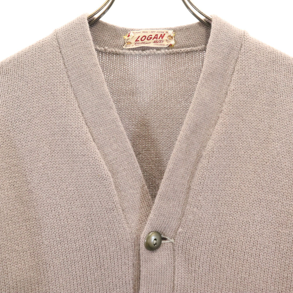 ROGAN ローガン 50s 60s ヴィンテージ ウールブレンド 長袖 レタード カーディガン グレー メンズ