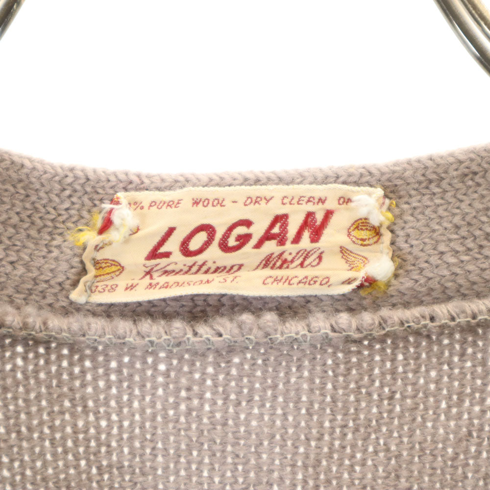 ROGAN ローガン 50s 60s ヴィンテージ ウールブレンド 長袖 レタード カーディガン グレー メンズ