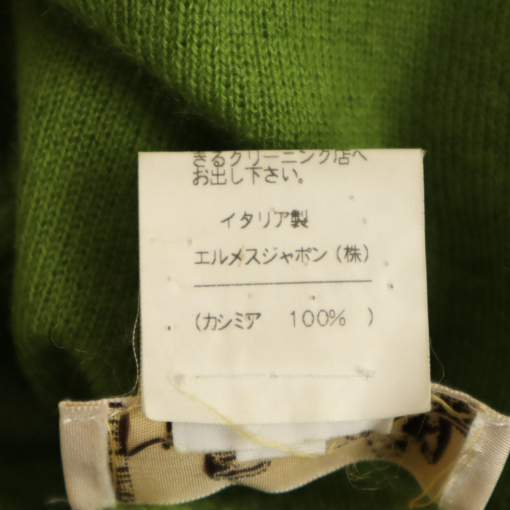 HERMES エルメス イタリア製 カシミヤブレンド 長袖 セーター M ライトグリーン レディース